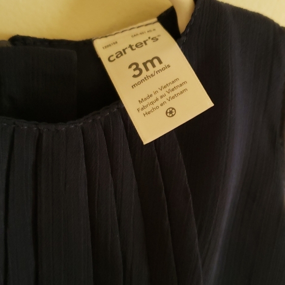 Carter's 3 Month Navy Blue Dress with flower - Picture 7 of 8